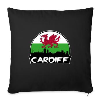 Cardiff Wales Flag Skyline Silhouette Travel - Sofa pillowcase 17,3'' x 17,3'' (45 x 45 cm) - black - Front