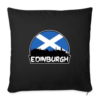 Edinburgh Scotland Flag Skyline Silhouette Travel - Sofa pillowcase 17,3'' x 17,3'' (45 x 45 cm) - black - Front