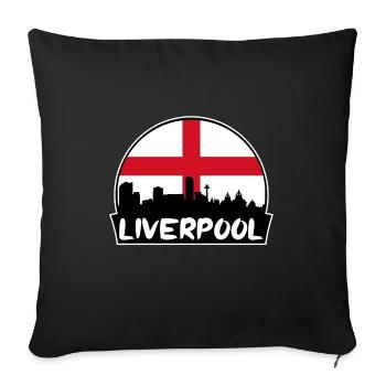 Liverpool Angleterre Drapeau Skyline Silhouette Voyage - Housse de coussin décorative 45 x 45 cm - noir - Devant