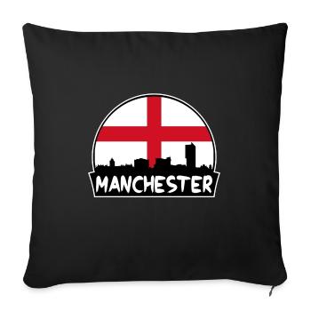 Manchester England Flag Skyline Silhouette Travel - Sofa pillowcase 17,3'' x 17,3'' (45 x 45 cm) - black - Front