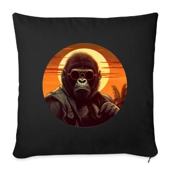 Cooler Gorilla in Lederjacke - Sunset Design - Sofakissenbezug 45 x 45 cm - Schwarz - Vorne