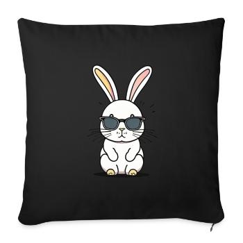 Lapin lunettes de soleil - Housse de coussin décorative 45 x 45 cm - noir - Devant