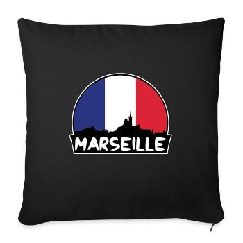 Marseille France Flag Skyline Silhouette Travel - Sofa pillowcase 17,3'' x 17,3'' (45 x 45 cm) - black - Front