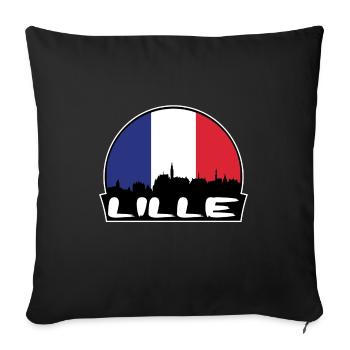 Lille France Flag Skyline Silhouette Voyage - Housse de coussin décorative 45 x 45 cm - noir - Devant