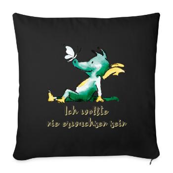 TABALUGA Ich Wollte Nie Erwachsen Sein - Sofakissenbezug 45 x 45 cm - Schwarz - Vorne