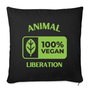 Animal Liberation, vegan - Sofa pillowcase 17,3'' x 17,3'' (45 x 45 cm) - black - Front