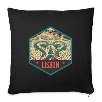 Illustration Traditional Pavement Portugal - Sofa pillowcase 17,3'' x 17,3'' (45 x 45 cm) - black - Front