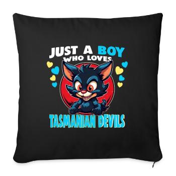 Just a Boy who Loves tasmanian Devils - Sofa pillowcase 17,3'' x 17,3'' (45 x 45 cm) - black - Front