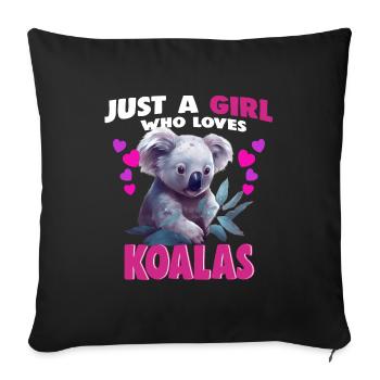 Just a Girl who Loves Koalas - Sofa pillowcase 17,3'' x 17,3'' (45 x 45 cm) - black - Front