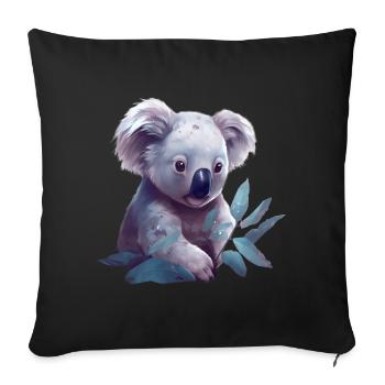 Cute koala with eucalyptus leaf - Sofa pillowcase 17,3'' x 17,3'' (45 x 45 cm) - black - Front