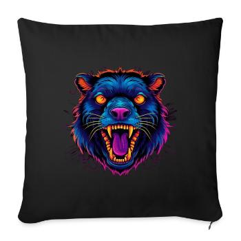 Screaming animal - Sofa pillowcase 17,3'' x 17,3'' (45 x 45 cm) - black - Front