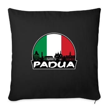 Padoue Italie Flag Skyline Silhouette Voyage - Housse de coussin décorative 45 x 45 cm - noir - Devant