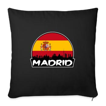 Madrid Espagne Flag Skyline Silhouette Voyage - Housse de coussin décorative 45 x 45 cm - noir - Devant
