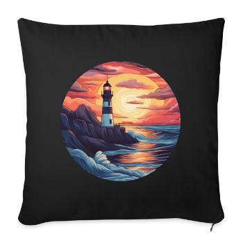 North Sea lighthouse at sunset - - Sofa pillowcase 17,3'' x 17,3'' (45 x 45 cm) - black - Front