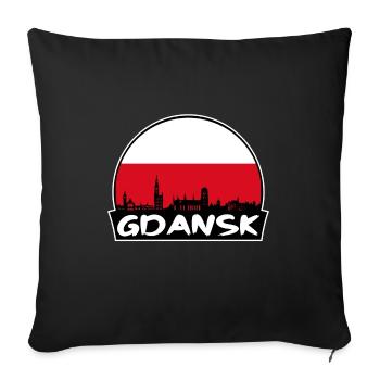 Danzig Polen Flagge Skyline Silhouette Reiseabzeichen - Sofakissenbezug 45 x 45 cm - Schwarz - Vorne