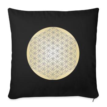 Flower of Life Silver - 5th Dimension - Mandala - Sofa pillowcase 17,3'' x 17,3'' (45 x 45 cm) - black - Front