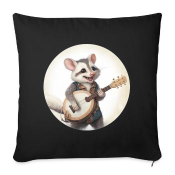 L’opossum joue du banjo - Housse de coussin décorative 45 x 45 cm - noir - Devant