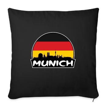 München Deutschland Flagge Skyline Silhouette Reisen - Sofakissenbezug 45 x 45 cm - Schwarz - Vorne
