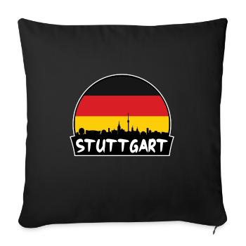 Stuttgart Allemagne Flag Skyline Silhouette Voyage - Housse de coussin décorative 45 x 45 cm - noir - Devant