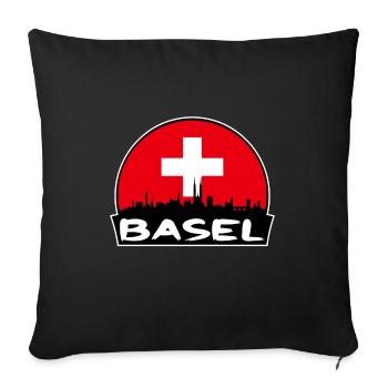 Basel Switzerland Flag Skyline Silhouette Travel - Sofa pillowcase 17,3'' x 17,3'' (45 x 45 cm) - black - Front
