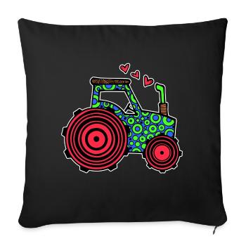 Tractor Heart Commercial Vehicle Country Life Farmer Field - Sofa pillowcase 17,3'' x 17,3'' (45 x 45 cm) - black - Front