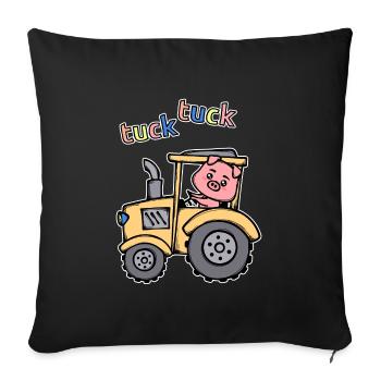 Farmer Farm Farming Tractor Vehicle - Sofa pillowcase 17,3'' x 17,3'' (45 x 45 cm) - black - Front