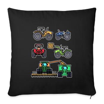 Tracteur de véhicule à moteur Ferme Agriculteur Vie à la campagne - Housse de coussin décorative 45 x 45 cm - noir - Devant