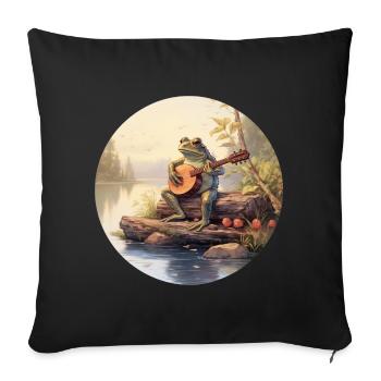 Frog joue du banjo - Housse de coussin décorative 45 x 45 cm - noir - Devant