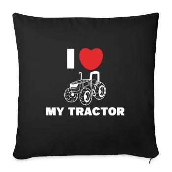 I Love Tractor Commercial Vehicle Heart Statement Field - Sofa pillowcase 17,3'' x 17,3'' (45 x 45 cm) - black - Front