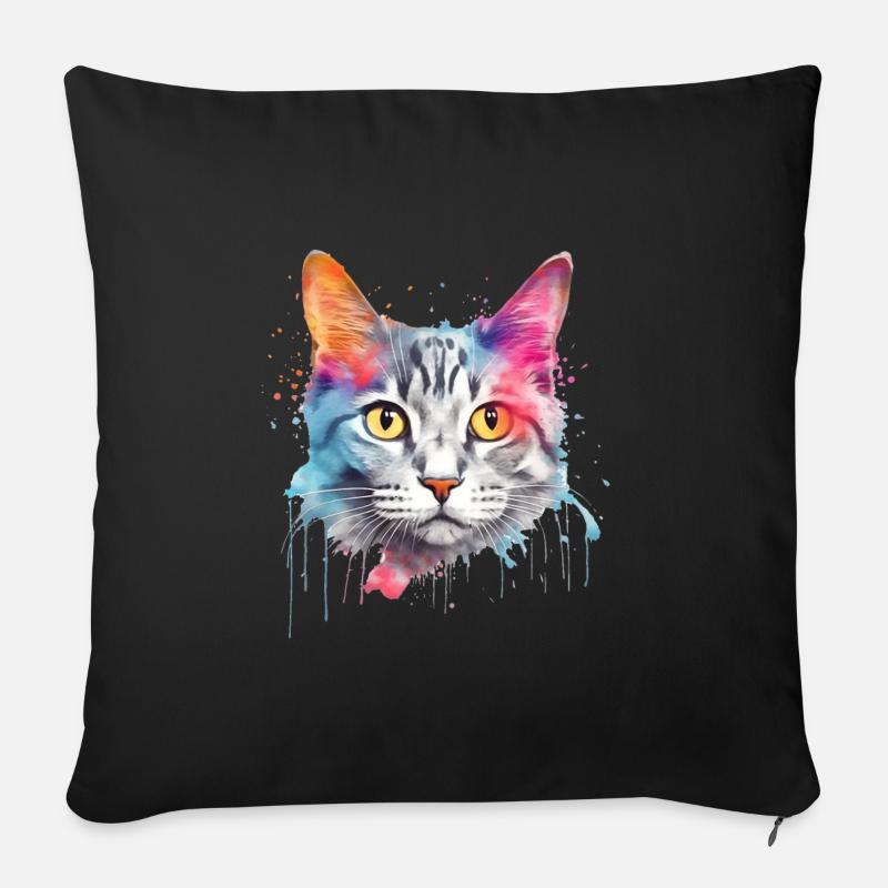 Ein farbenfroher persischer Kater - Sofakissenbezug 45 x 45 cm - Schwarz