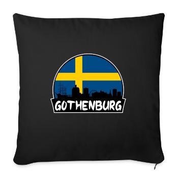 Göteborg Suède Flag Skyline Silhouette Voyage - Housse de coussin décorative 45 x 45 cm - noir - Devant