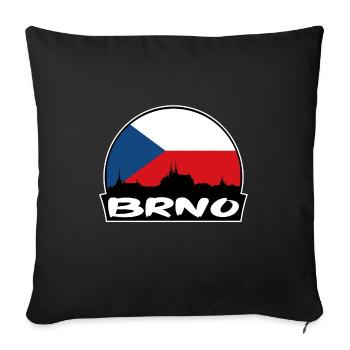 Brno Tchéquie Flag Skyline Silhouette Voyage - Housse de coussin décorative 45 x 45 cm - noir - Devant