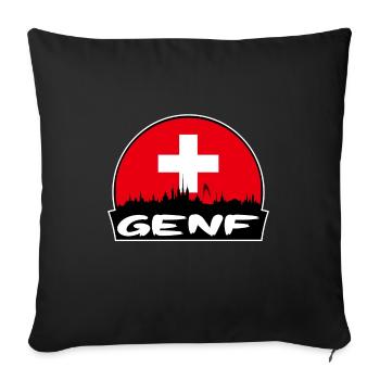 Genf Schweiz Flagge Skyline Silhouette Reisen - Sofakissenbezug 45 x 45 cm - Schwarz - Vorne