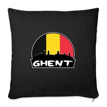 Ghent Belgium Flag Skyline Silhouette Travel - Sofa pillowcase 17,3'' x 17,3'' (45 x 45 cm) - black - Front