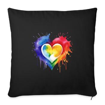 Ein Herz in verschiedenen Farben - Sofakissenbezug 45 x 45 cm - Schwarz - Vorne