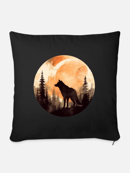 Schaden Wolf - Sofakissenbezug 45 x 45 cm - Schwarz