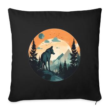 Wolf in den Bergen - Sofakissenbezug 45 x 45 cm - Schwarz - Vorne