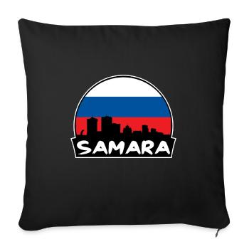 Samara Russie Flag Skyline Silhouette Voyage - Housse de coussin décorative 45 x 45 cm - noir - Devant
