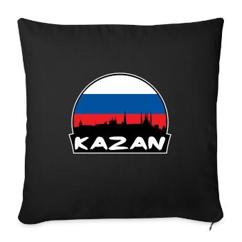 Kazan Russie Flag Skyline Silhouette Voyage - Housse de coussin décorative 45 x 45 cm - noir - Devant