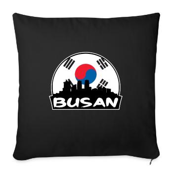 Busan, Corée du Sud, drapeau, Skyline, silhouette, voyage - Housse de coussin décorative 45 x 45 cm - noir - Devant