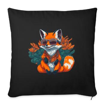 Cooler Fuchs mit Sonnenbrille - Sofakissenbezug 45 x 45 cm - Schwarz - Vorne