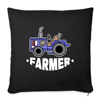 Tracteur agricole disant Véhicule à moteur Champ de vie à la campagne - Housse de coussin décorative 45 x 45 cm - noir - Devant