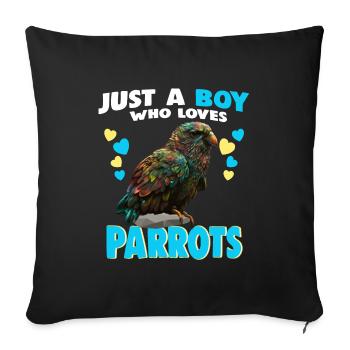 Just a Boy who Loves Parrots - Sofakissenbezug 45 x 45 cm - Schwarz - Vorne