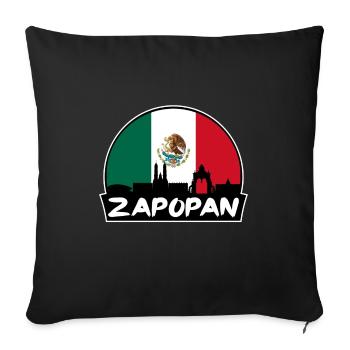 Zapopan Mexique Flag Skyline Silhouette Voyage - Housse de coussin décorative 45 x 45 cm - noir - Devant