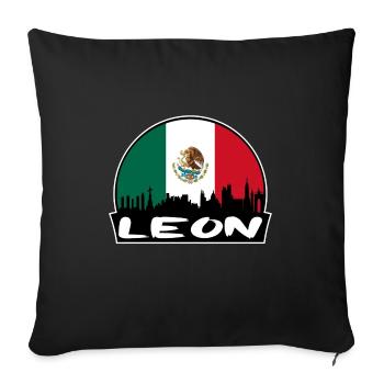 Leon Mexiko Flagge Skyline Silhouette Reisen - Sofakissenbezug 45 x 45 cm - Schwarz - Vorne