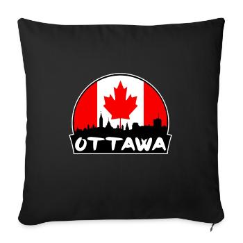 Ottawa Canada Drapeau Skyline Silhouette Voyage - Housse de coussin décorative 45 x 45 cm - noir - Devant