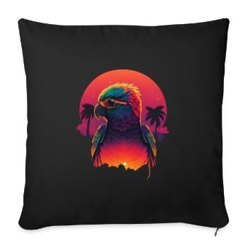 Synthwave Parrot Sunset - Housse de coussin décorative 45 x 45 cm - noir - Devant