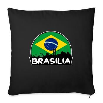 Brasilia Brazil Flag Skyline Silhouette Travel - Sofa pillowcase 17,3'' x 17,3'' (45 x 45 cm) - black - Front