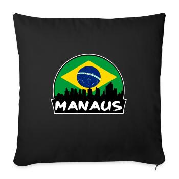 Manaus Brésil Flag Skyline Silhouette Voyage - Housse de coussin décorative 45 x 45 cm - noir - Devant