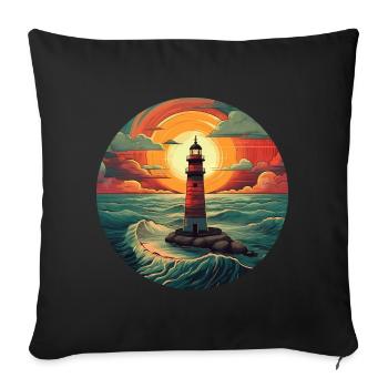 Lighthouse at sunset - Romantic kiss - Sofa pillowcase 17,3'' x 17,3'' (45 x 45 cm) - black - Front